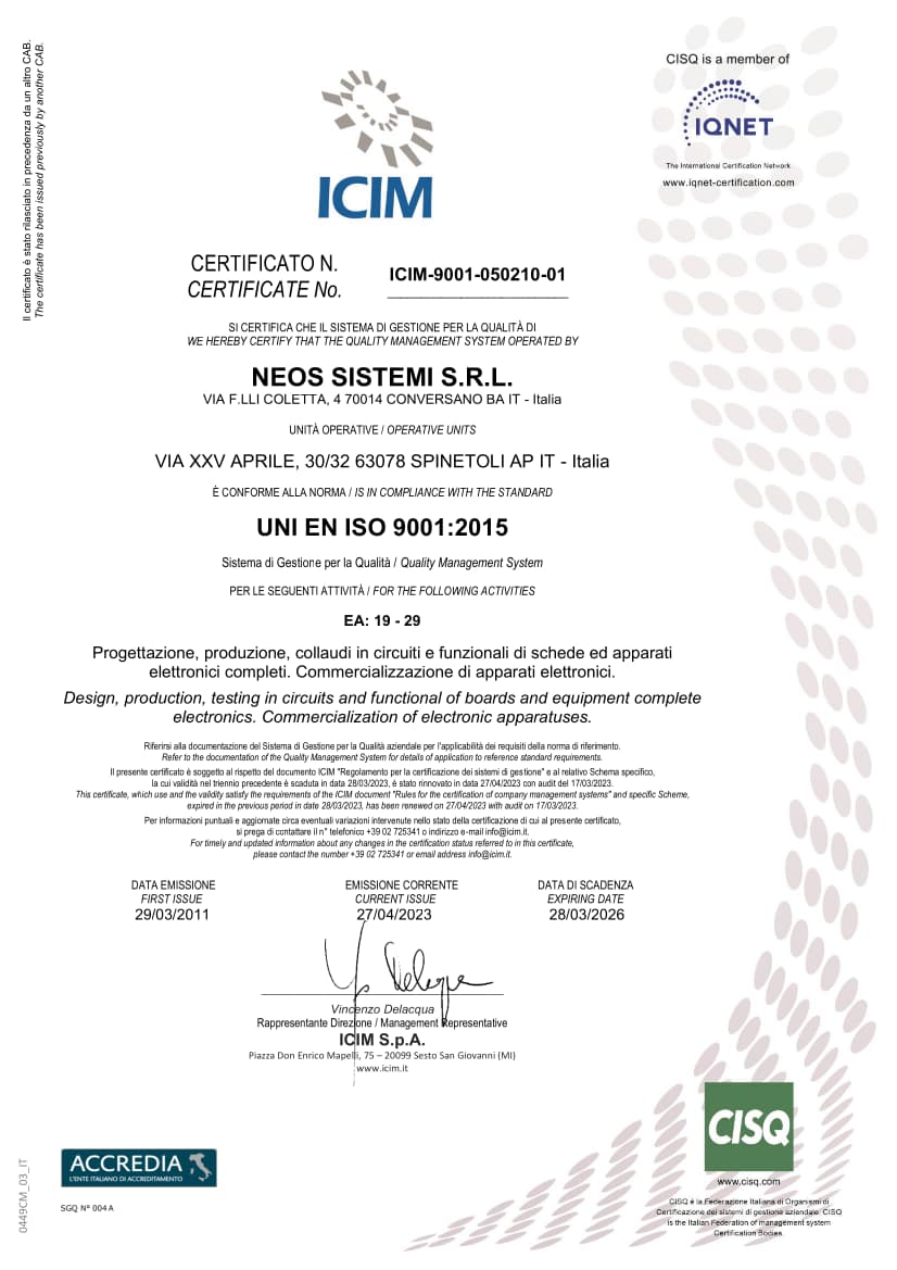 Neos Sistemi, Assemblaggio Schede Elettroniche e Produzione Dispositivi Elettronici a Spinetoli (AP)