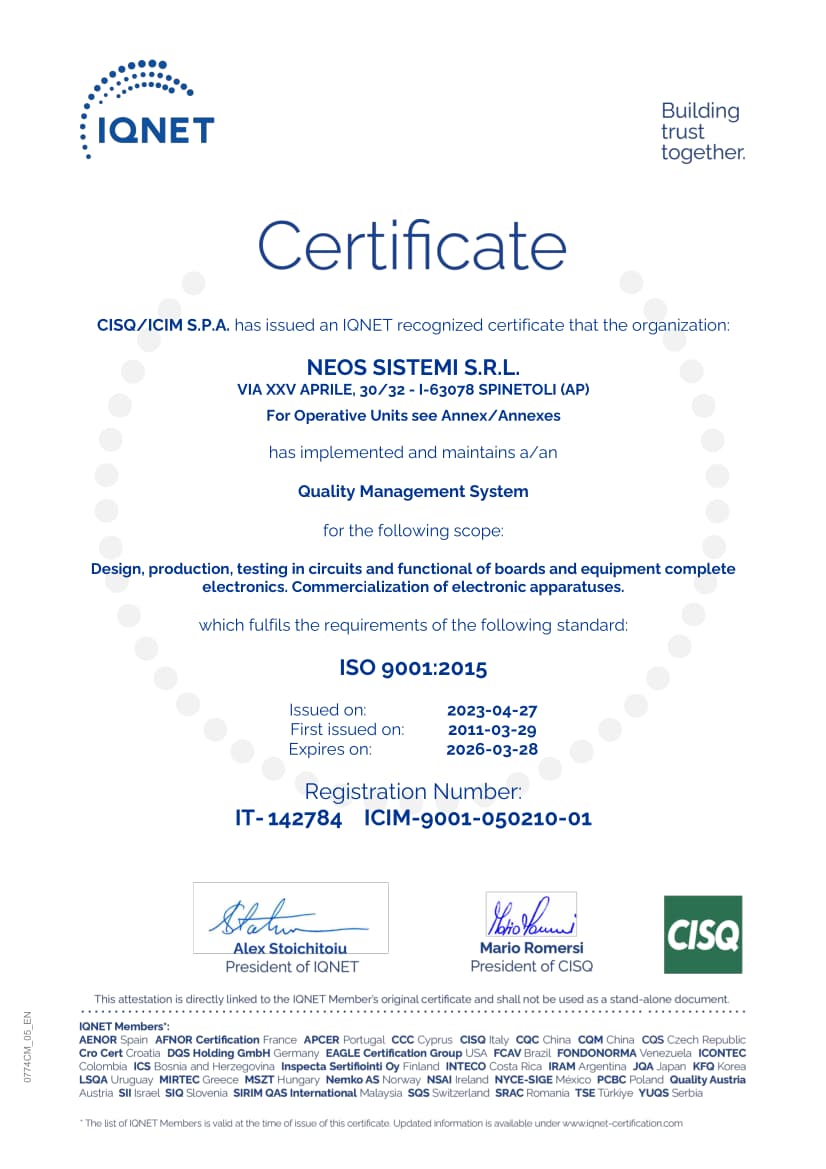 Neos Sistemi, Assemblaggio Schede Elettroniche e Produzione Dispositivi Elettronici a Spinetoli (AP)